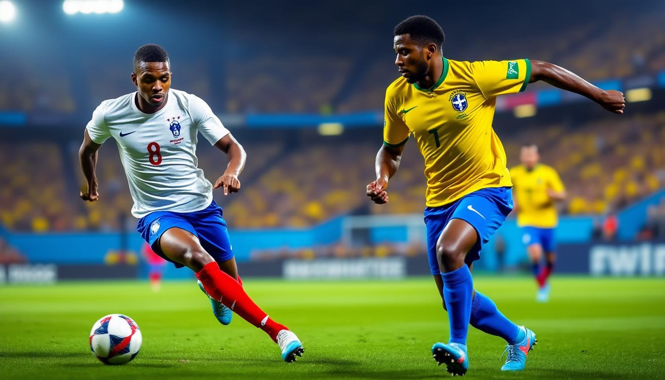 revivez les moments forts du match france - brésil à travers les superbes réalisations de kylian mbappé et hugo ekitike dans cette vidéo exclusive.